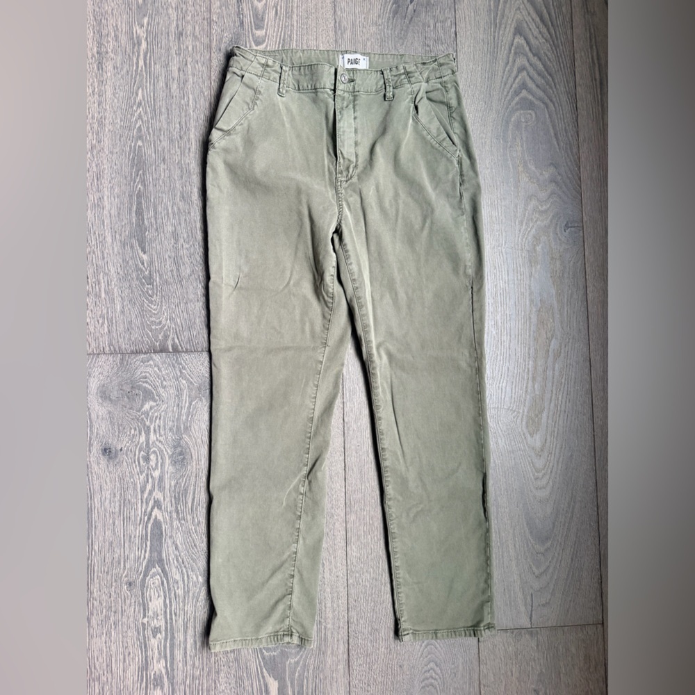 Paige Drew Relaxed Straight Leg Pant in Vintage Ivy Green Size 30